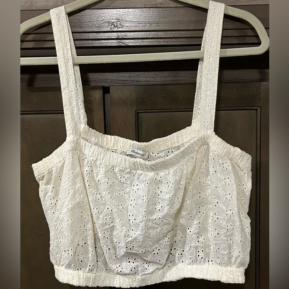 Off-white Eyelet Cotton Madewell Bralette Top/ Crop Top sz XXL for casual sexy